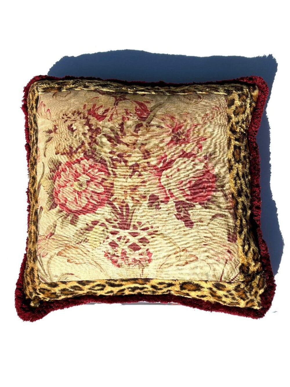 VTG Ralph Lauren Guinevere Leopard Fur Aragon Floral Throw Pillow, 22” x 22”